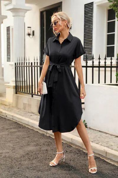 Feel Fabulous in a Tied Button Up Shirt Dress Jewelry Bubble