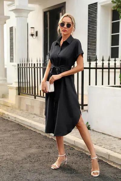 Feel Fabulous in a Tied Button Up Shirt Dress