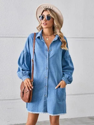 Feel the Good Vibes in This Casual and Comfy Denim Dress Jewelry Bubble