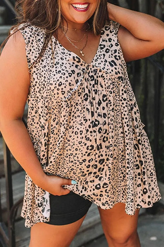 Flatter Your Curves with Our Frilled Leopard Babydoll Tank Top Jewelry Bubble