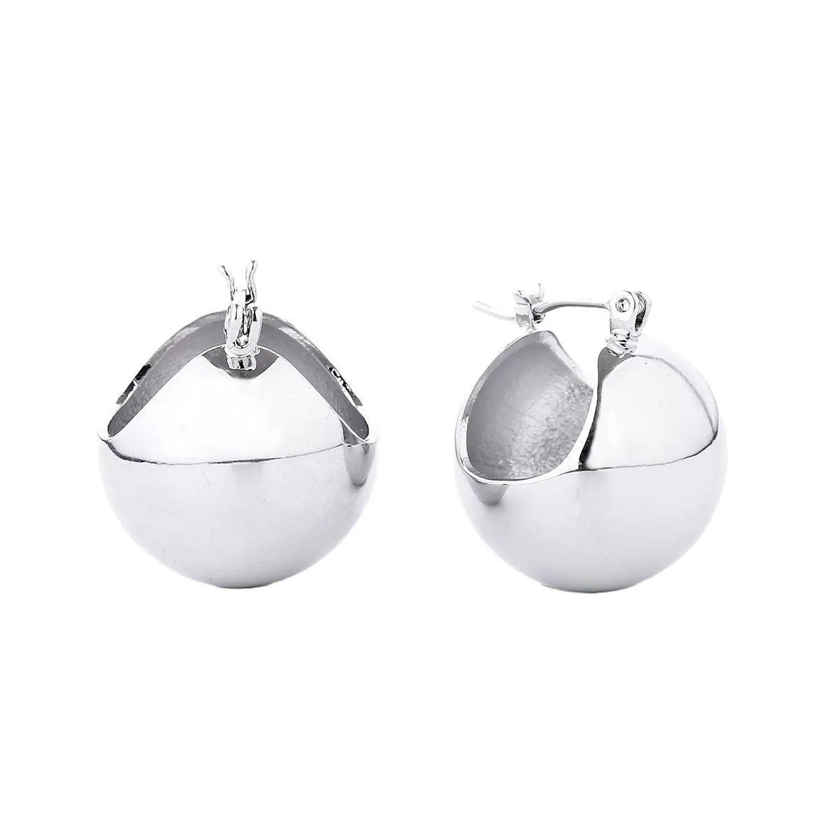 Flattering and Versatile: Medium White Gold Ball-hoop Earrings Jewelry Bubble