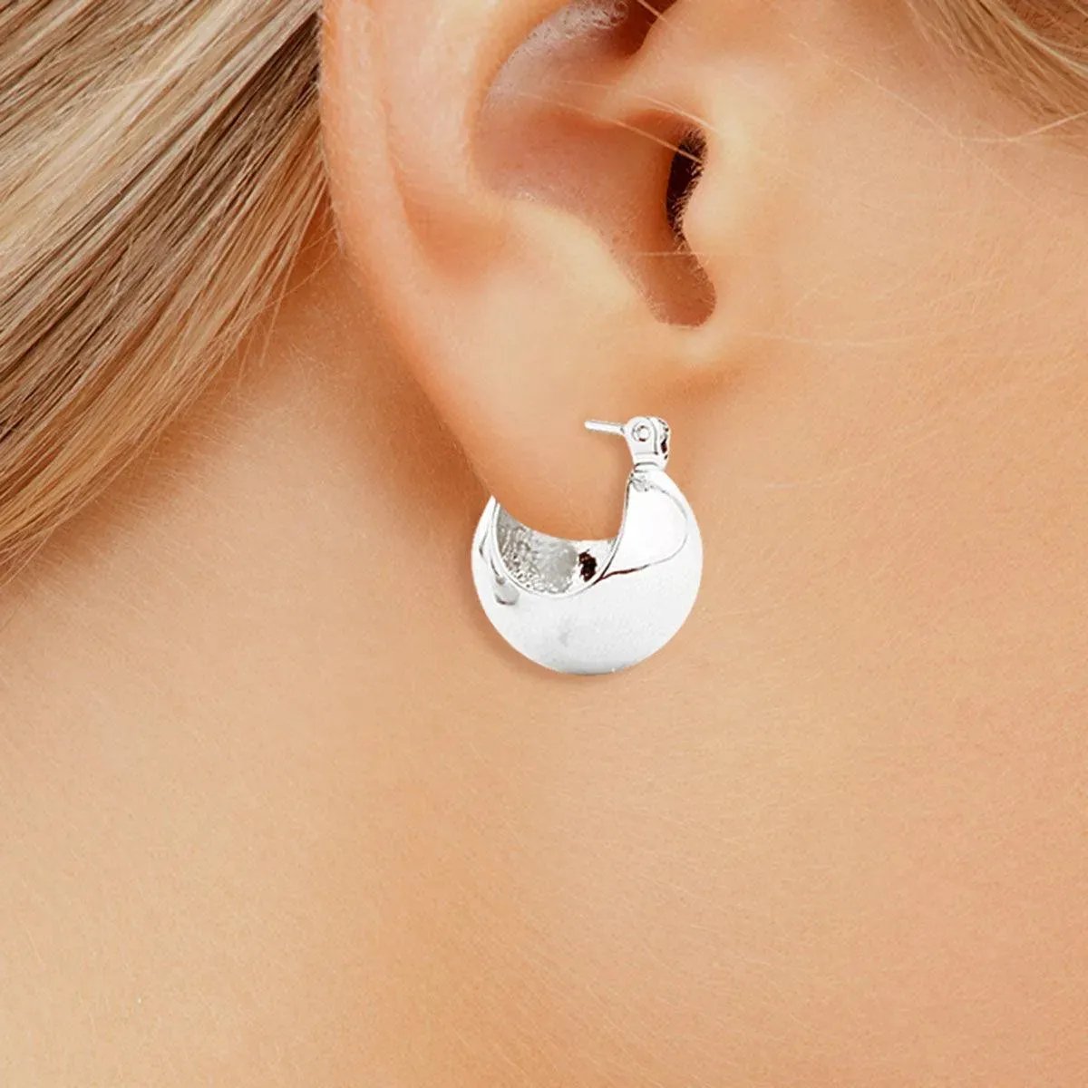 Flattering and Versatile: Medium White Gold Ball-hoop Earrings