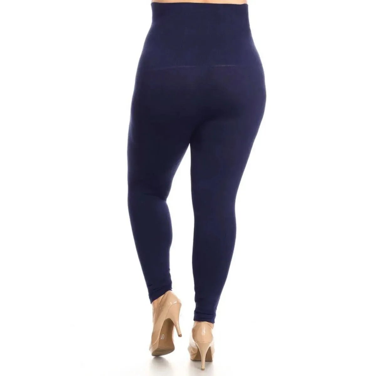 Flaunt Your Curves in Navy Plus Size High Waist Leggings - Shop Now!