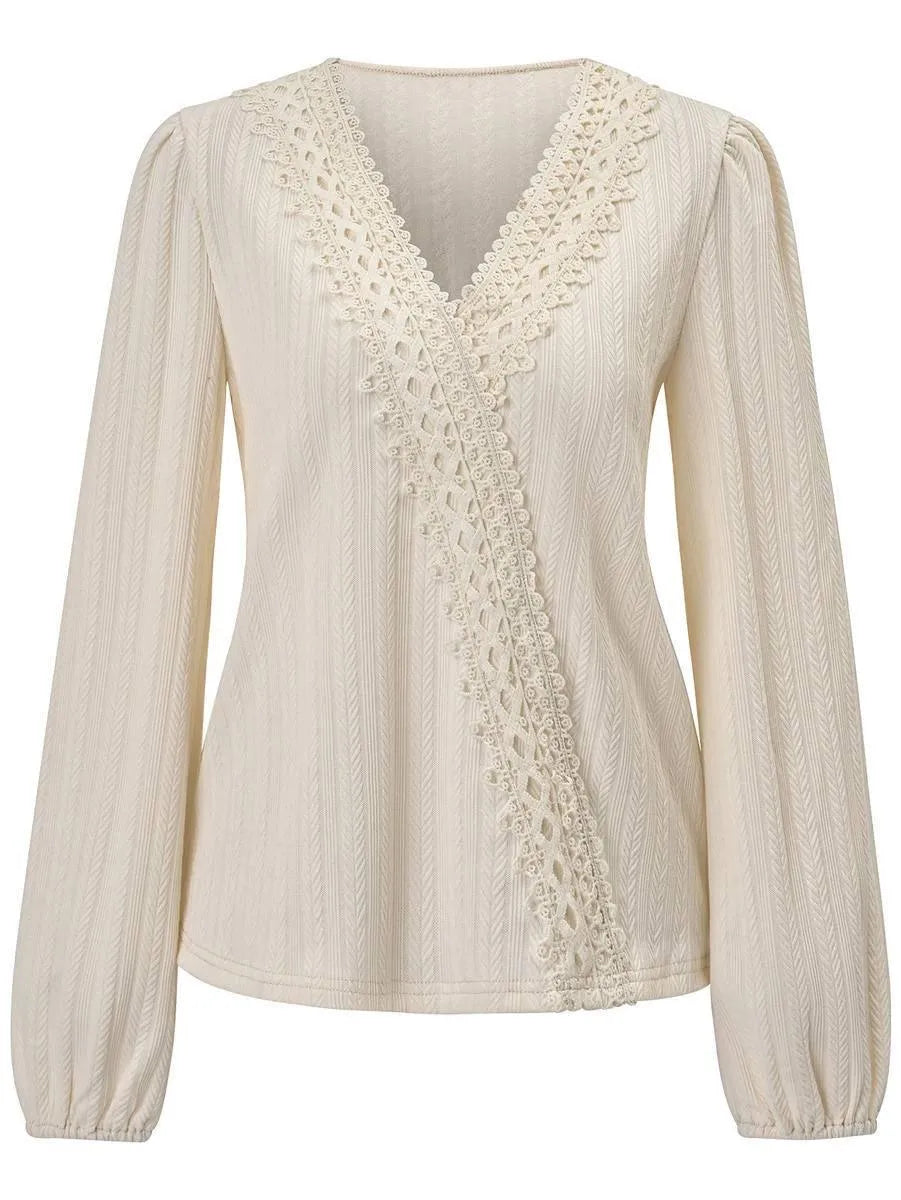 Flaunt Your Feminine Charm in our Lace Balloon Sleeve Blouse Jewelry Bubble