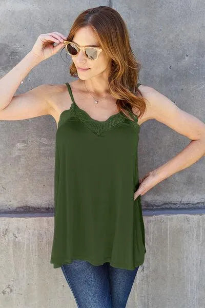 Flirty and Fabulous: Lace Trim V-Neck Cami Perfect for Any Occasion! Jewelry Bubble