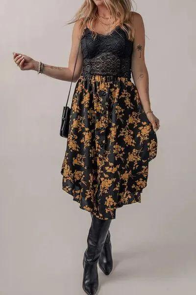Floral Buttoned Ruffle Hem Skirt: Effortless Style & Elegance