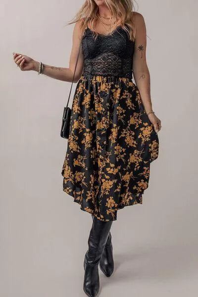 Floral Buttoned Ruffle Hem Skirt: Effortless Style & Elegance Jewelry Bubble