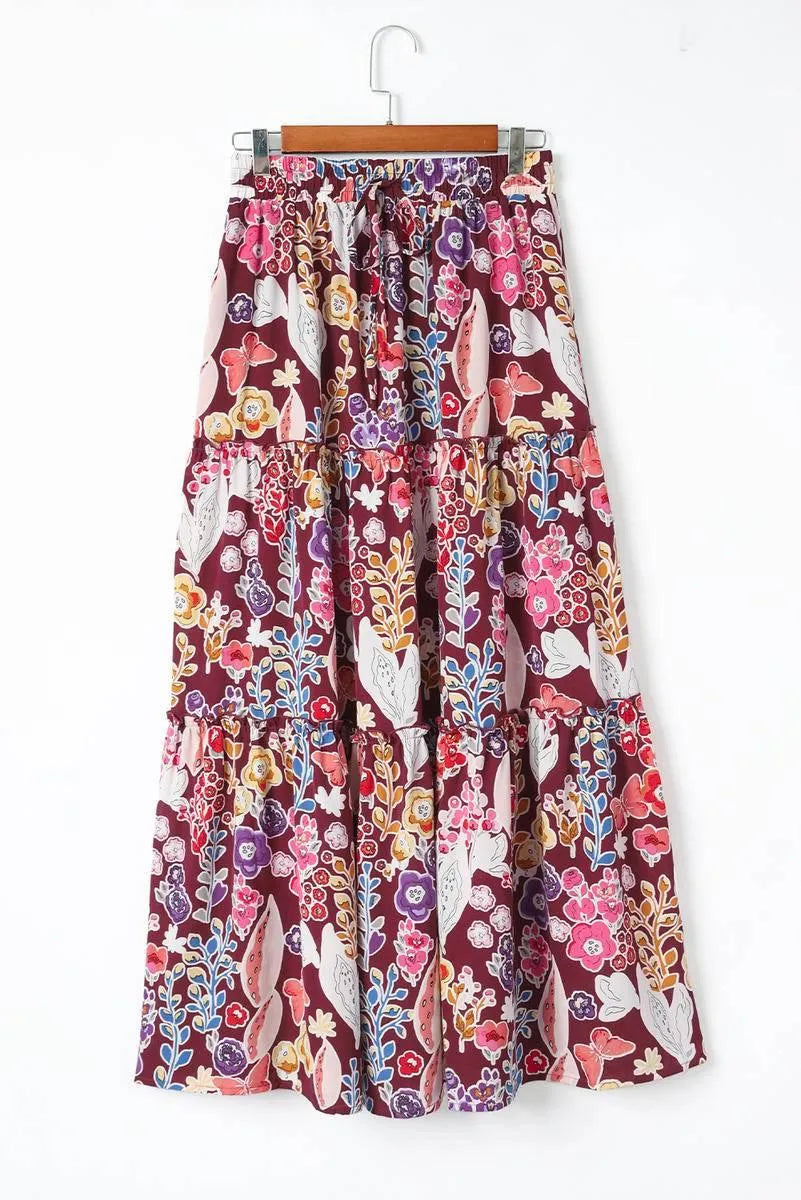 Floral Print High Waist Maxi Skirt: Embrace the Boho Chic Vibe Jewelry Bubble