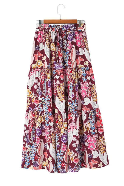 Floral Print High Waist Maxi Skirt: Embrace the Boho Chic Vibe Jewelry Bubble