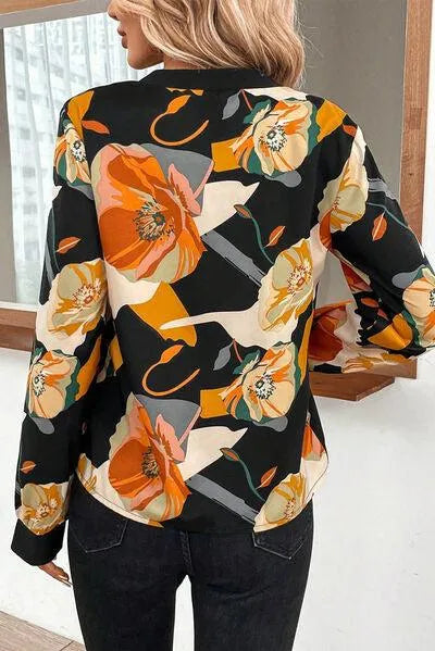 Floral Print Notched Neck Blouse – Stylish Women's Fashion | Shop Now Jewelry Bubble