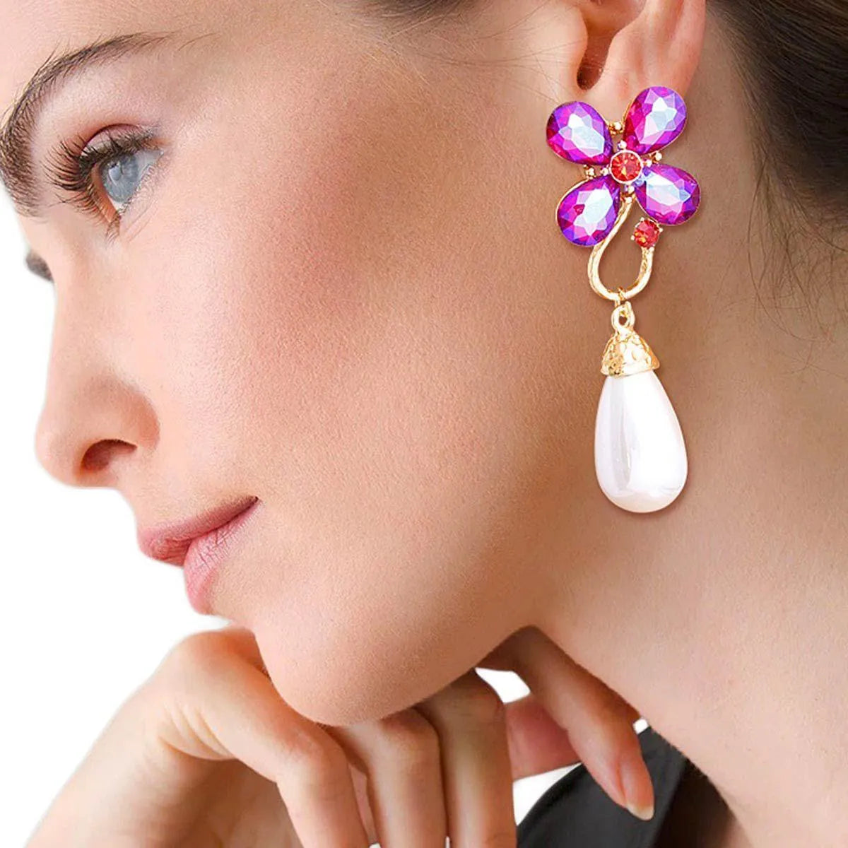 Flower Pearl Drop Earrings – Make a Bold Statement Pinktown