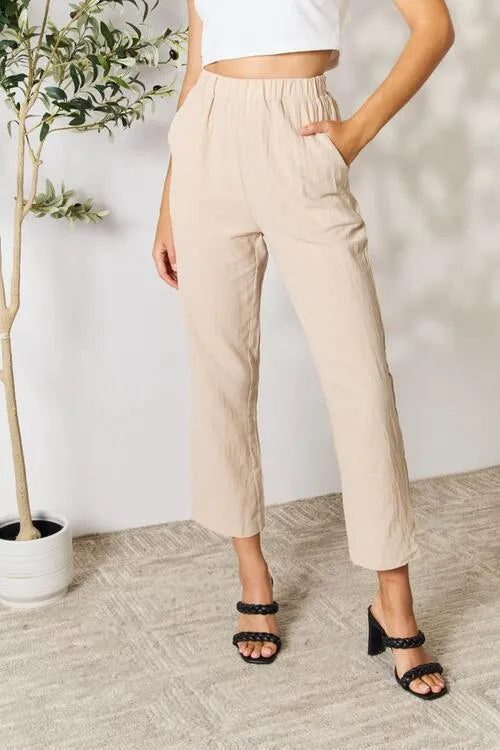 Get Comfy: Khaki Pull-On Pants with Pockets for Women Jewelry Bubble