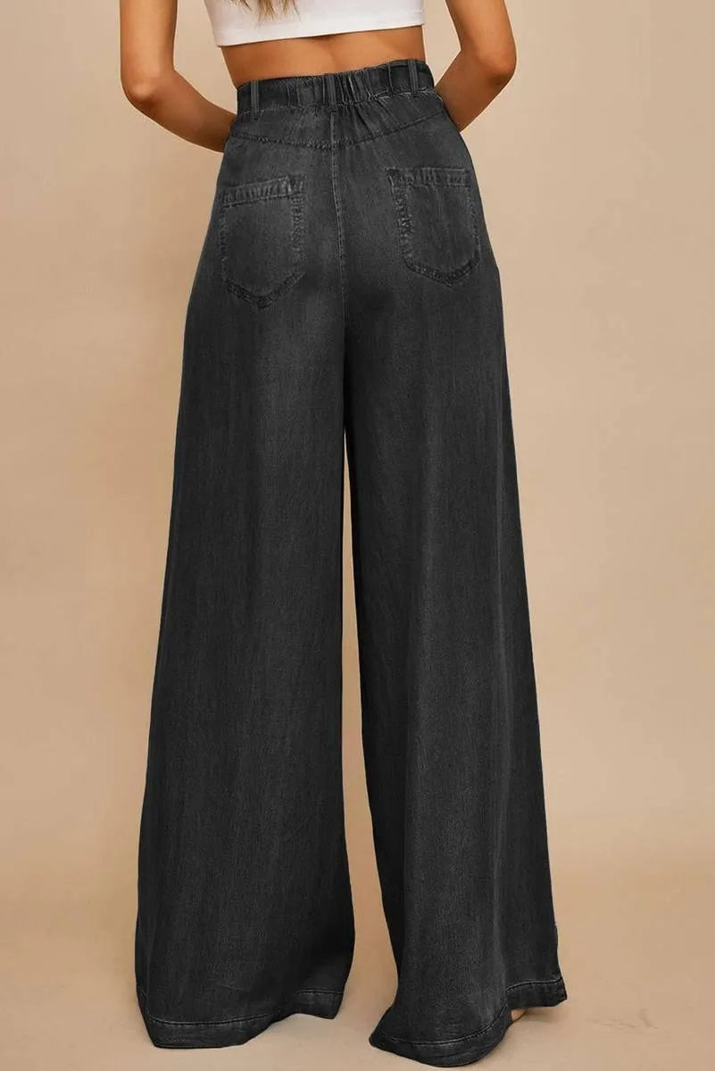 Get Comfy & Stylish: Shop Tencel Wide Leg Soft Denim Pants for Ladies Jewelry Bubble