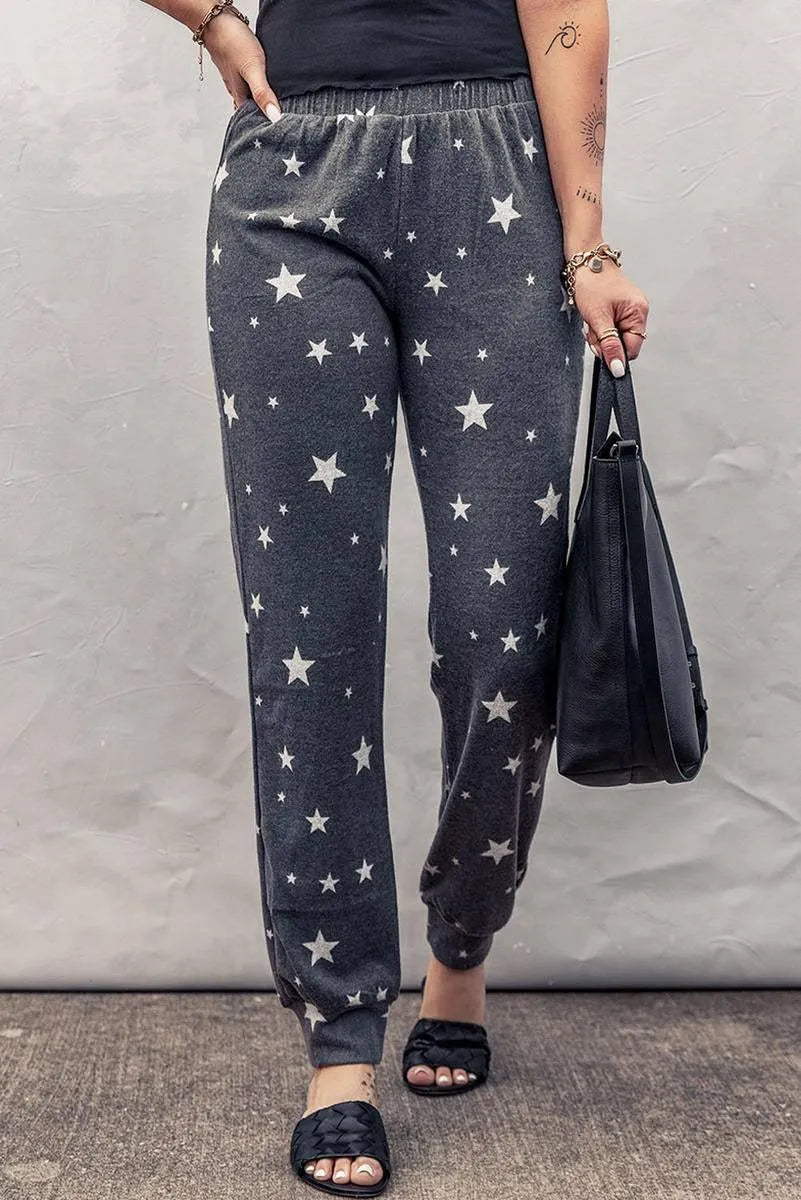 Get Comfy in our Star Print Ladies Joggers Elastic-waist | Free shipping Jewelry Bubble