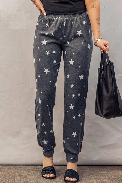 Get Comfy in our Star Print Ladies Joggers Elastic-waist | Free shipping Jewelry Bubble