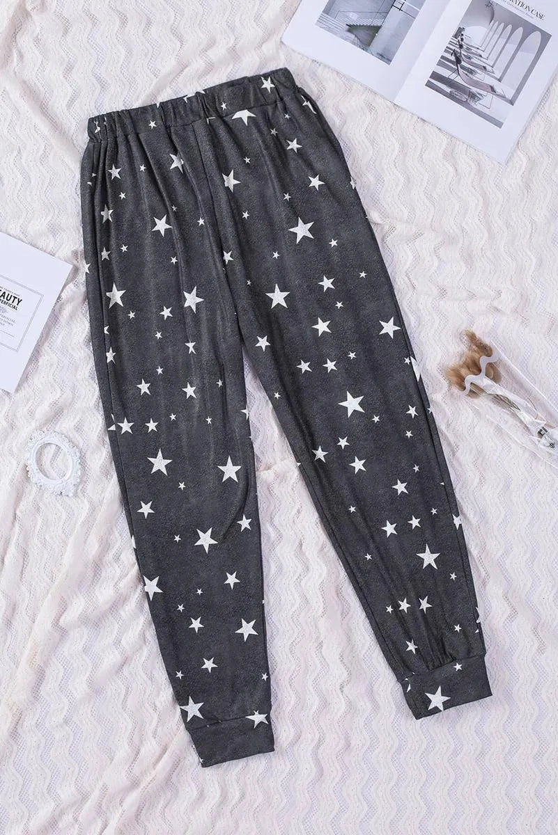 Get Comfy in our Star Print Ladies Joggers Elastic-waist | Free shipping Jewelry Bubble