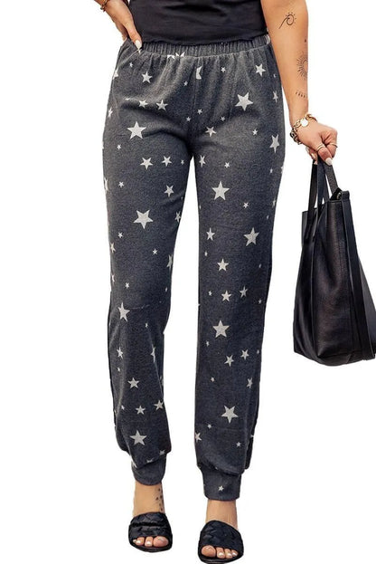 Get Comfy in our Star Print Ladies Joggers Elastic-waist | Free shipping Jewelry Bubble