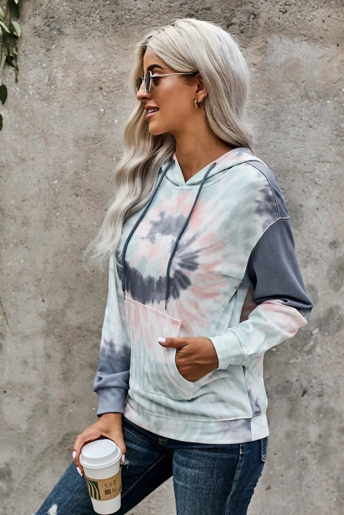 Get Cozy Tie-Dye Print Pullover Hoodie - Perfect for Ladies! Jewelry Bubble