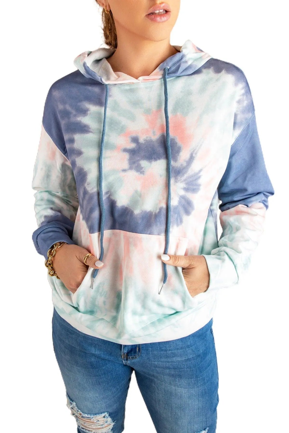 Get Cozy Tie-Dye Print Pullover Hoodie - Perfect for Ladies! Jewelry Bubble