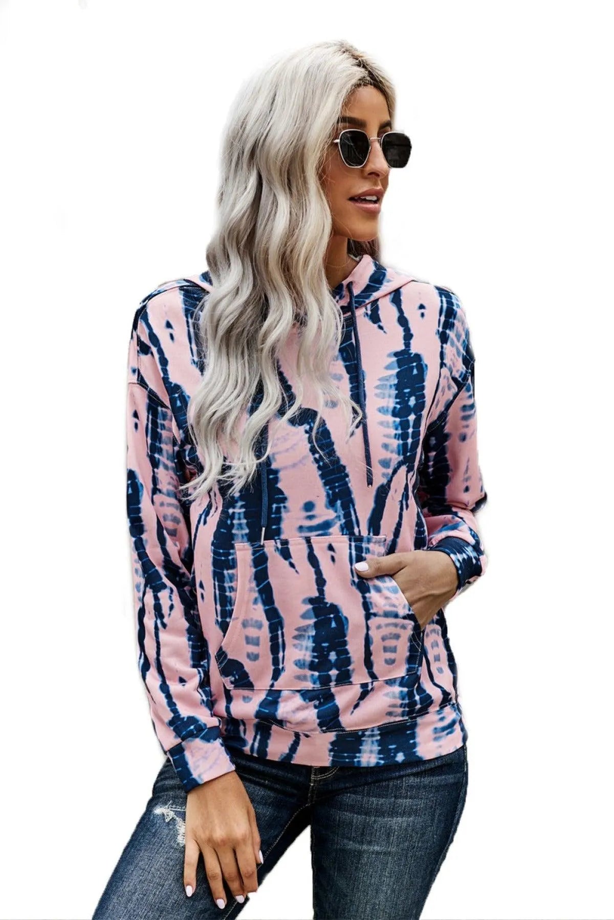 Get Cozy Tie-Dye Print Pullover Hoodie - Perfect for Ladies! Jewelry Bubble