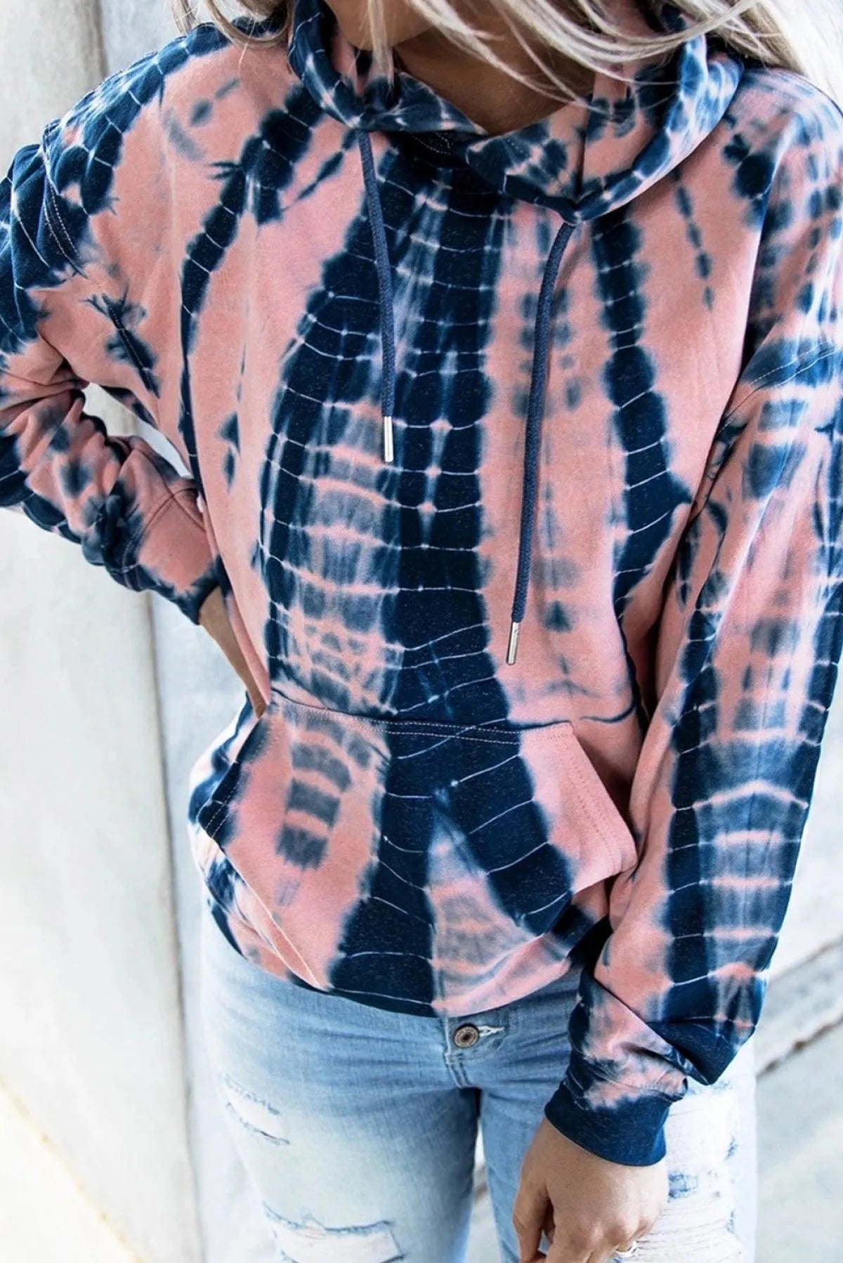 Get Cozy Tie-Dye Print Pullover Hoodie - Perfect for Ladies! Jewelry Bubble