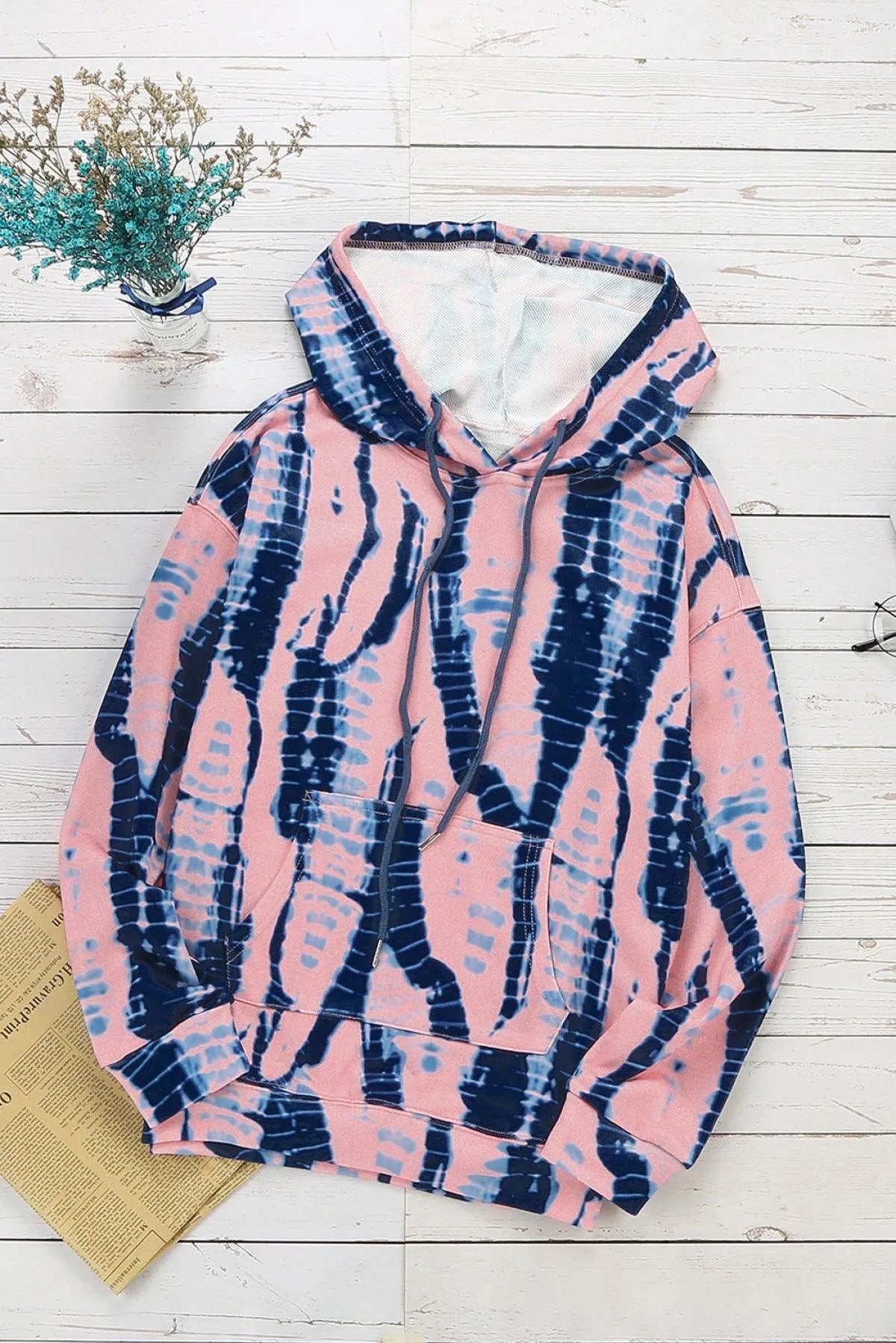 Get Cozy Tie-Dye Print Pullover Hoodie - Perfect for Ladies! Jewelry Bubble