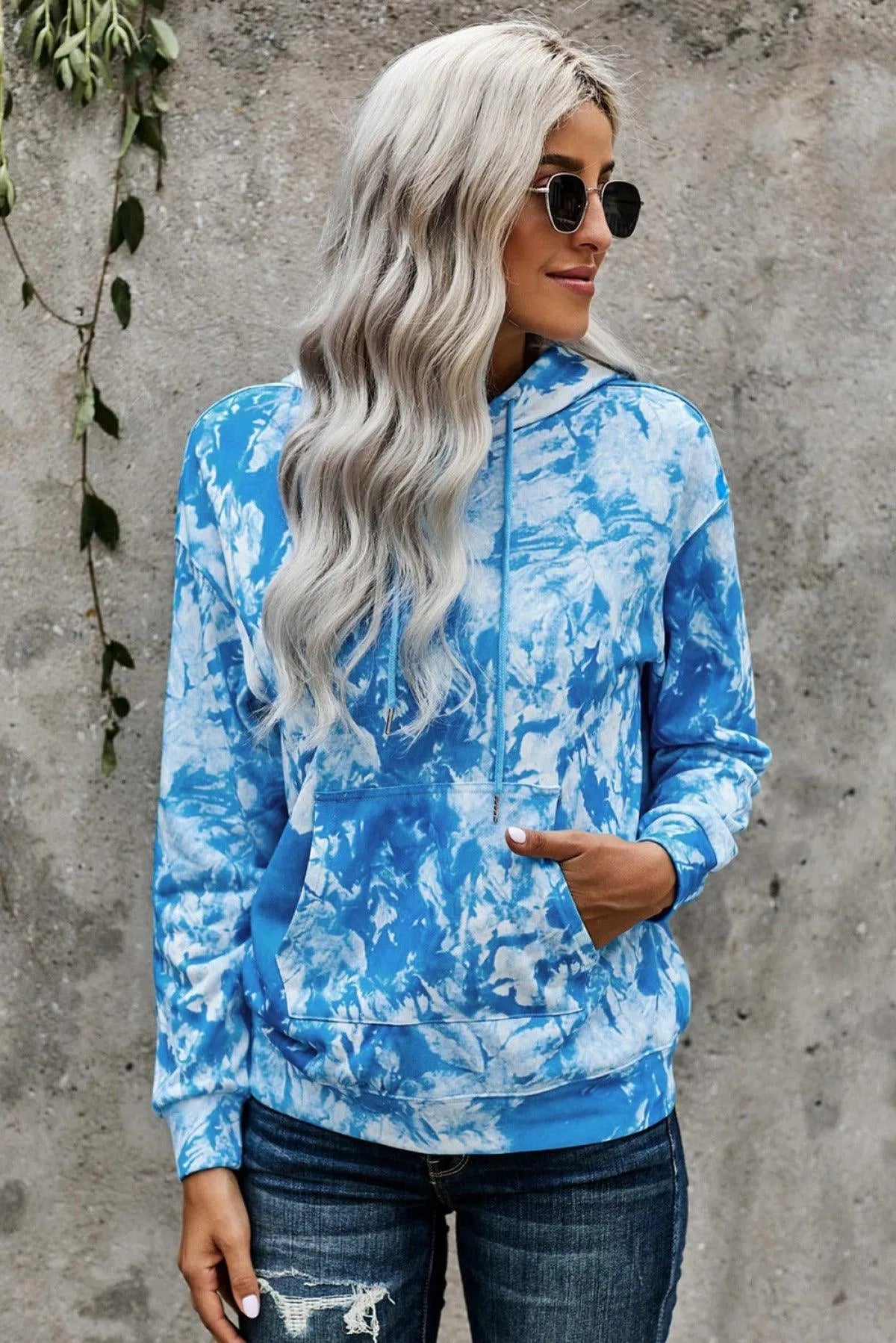 Get Cozy Tie-Dye Print Pullover Hoodie - Perfect for Ladies! Jewelry Bubble