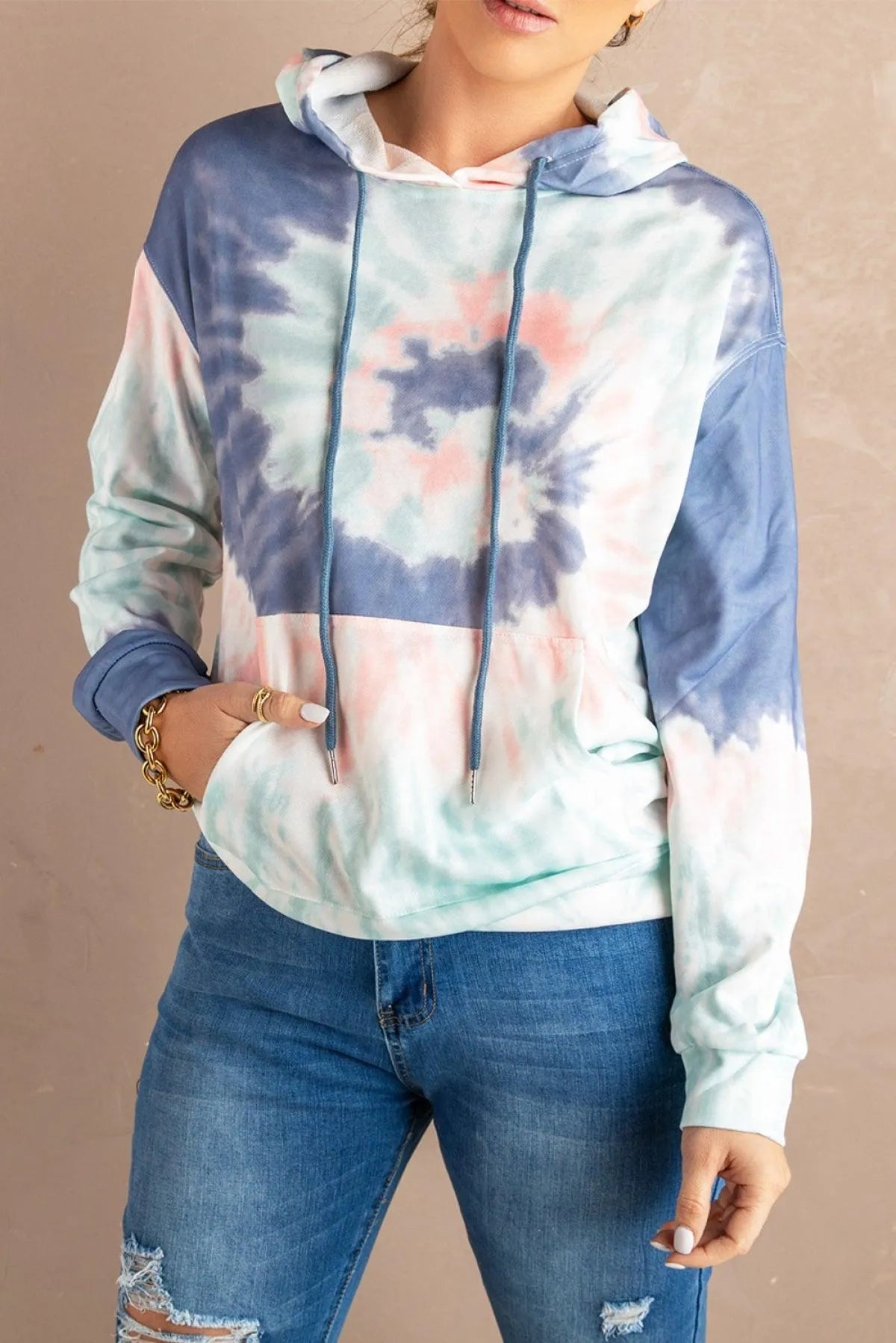 Get Cozy Tie-Dye Print Pullover Hoodie - Perfect for Ladies! Jewelry Bubble