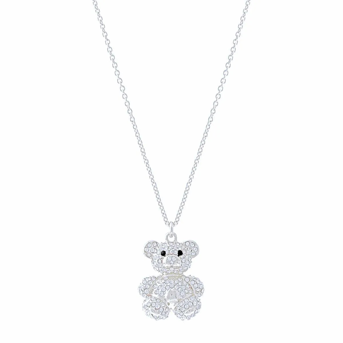 Get Cute with a Silver Teddy Bear Necklace - Perfect Shine & Style for Women Jewelry Bubble