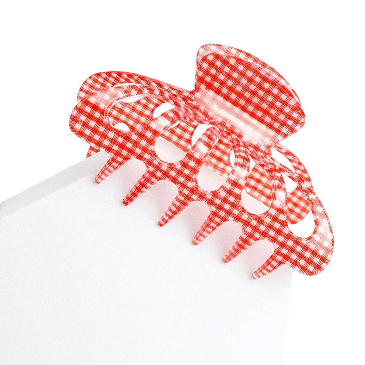 Get Effortless Style: Red Gingham Hair Claw Clip - Buy Now Jewelry Bubble