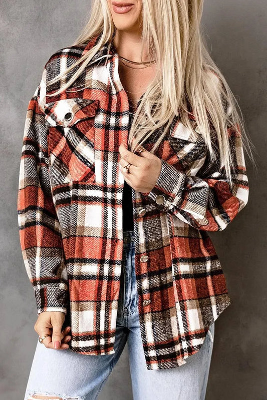 Get Effortlessly Stylish with our Ladies Flannel Shacket - Perfect for Any Occasion Jewelry Bubble