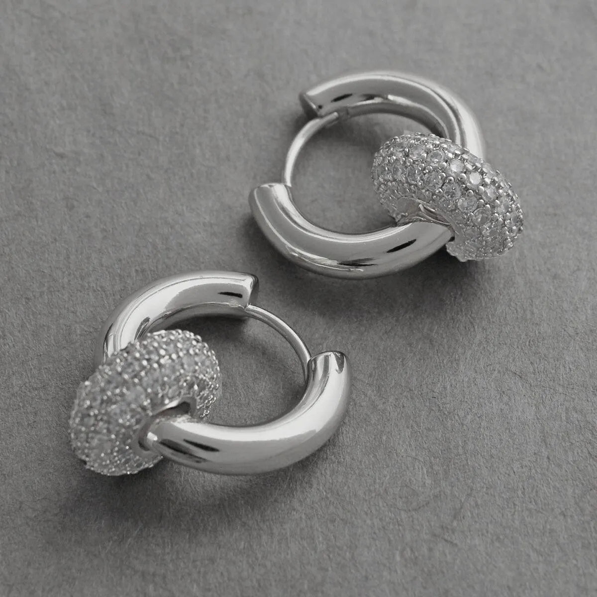 Get Glamorous: Explore Fashion Jewelry Essentials - White Gold Pave Ring and Huggie Hoop Earrings Pinktown