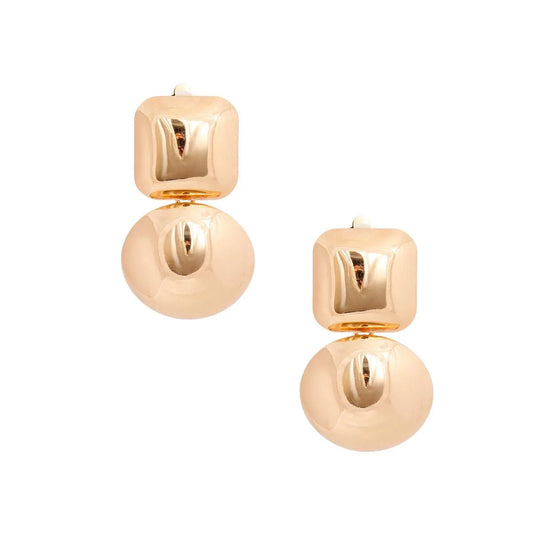 Get Noticed: Gold Finish Geometric Drop Earrings Statement Fashion Jewelry Jewelry Bubble