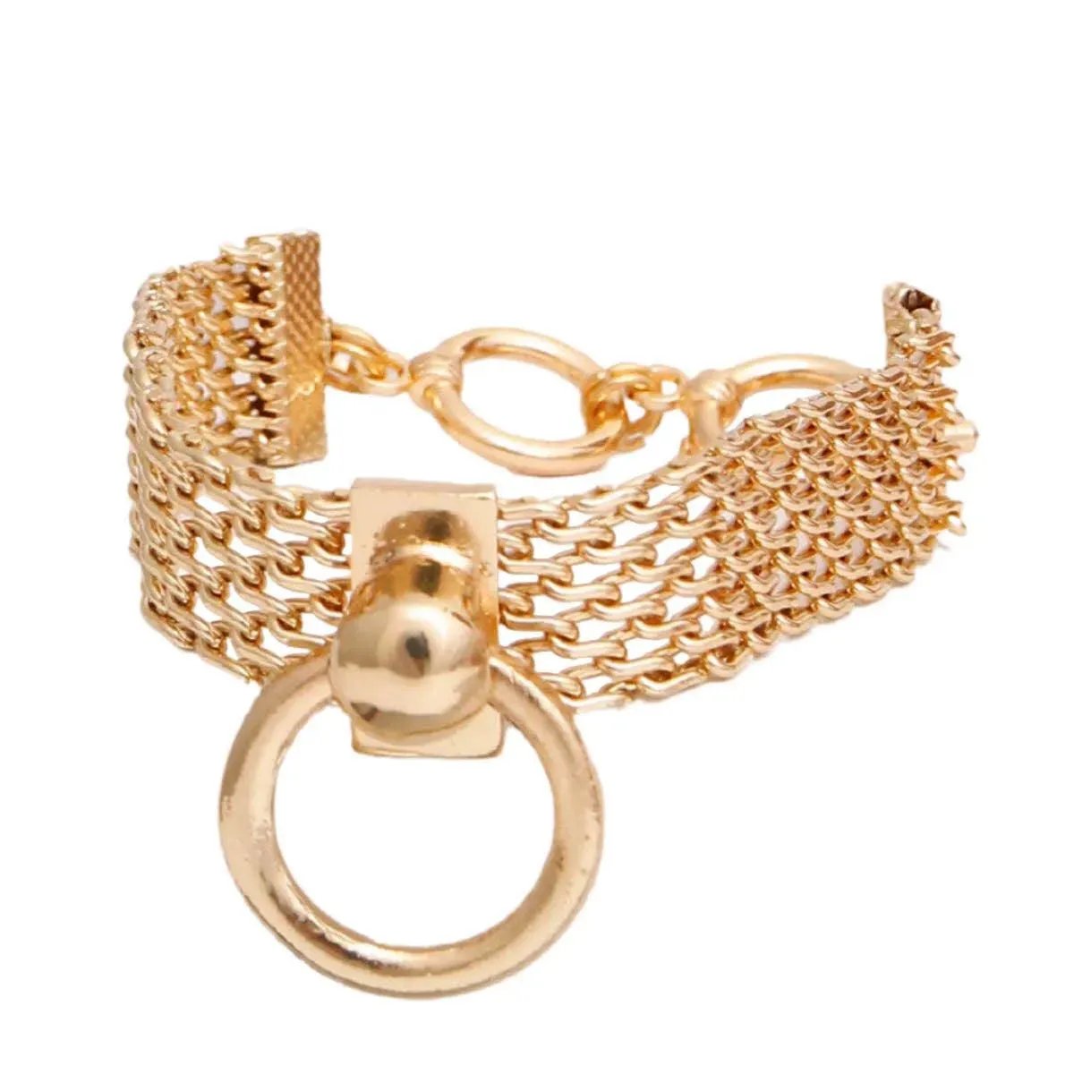 Get Noticed with Gold Mesh Chain Toggle Bracelet: Fashion Jewelry Statement Piece
