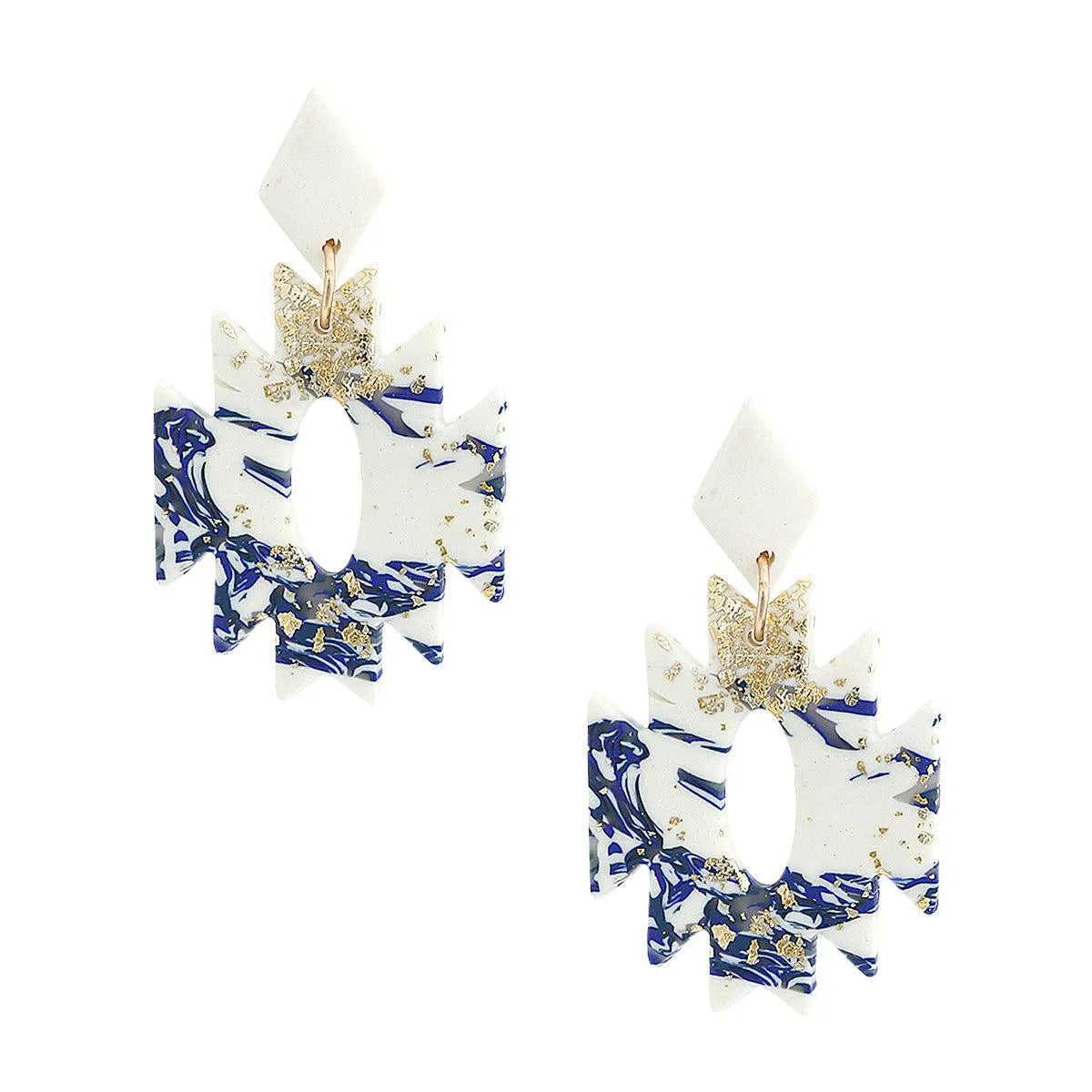 Get Noticed with Stunning Blue and White Zig-Zag Earrings Jewelry Bubble