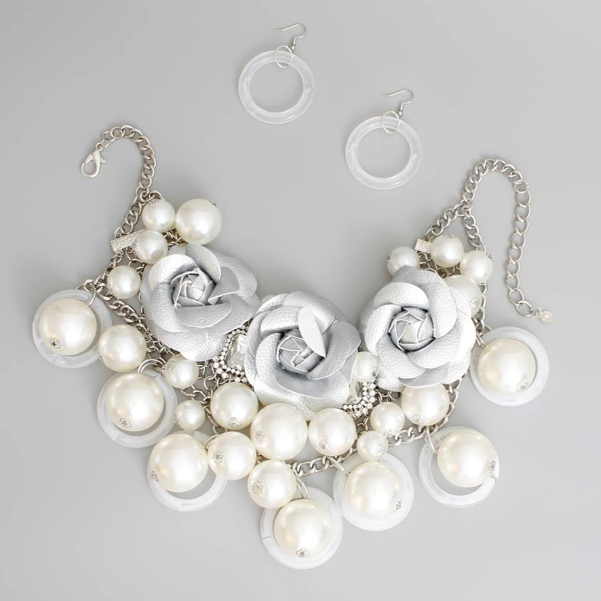 Get Noticed with Stunning Silver Rose Fashion Jewelry Set | Buy Now Jewelry Bubble