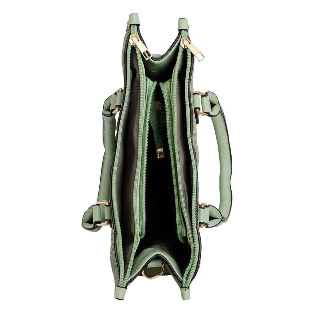 Get Noticed with Stylish Green Granule Satchel Handbag for Women