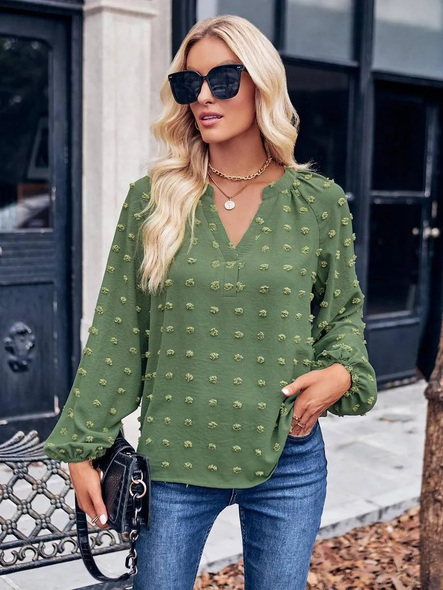 Get Noticed with Swiss Dot Blouse: Perfect for Casual Chic | Shop Now! Jewelry Bubble