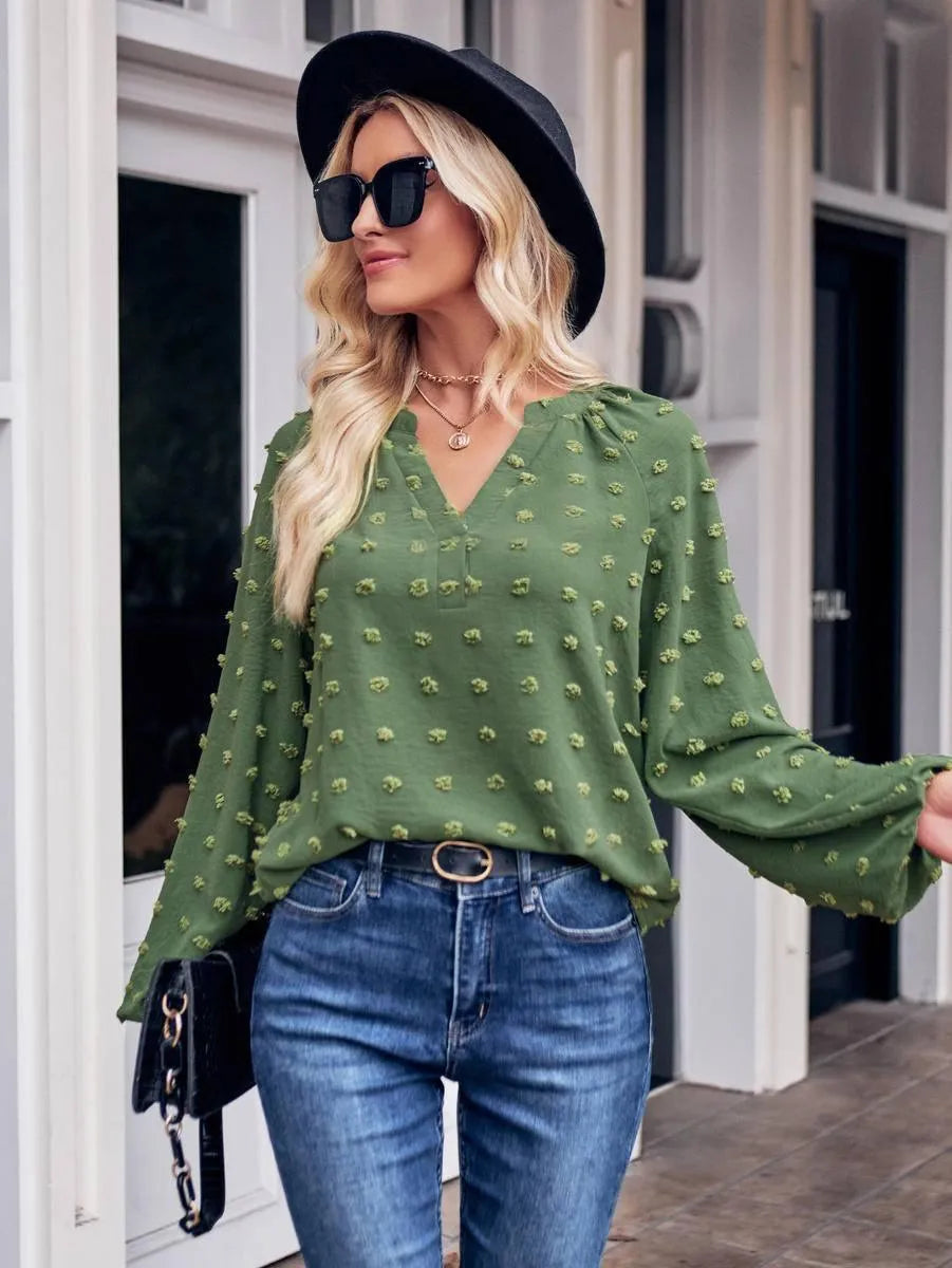 Get Noticed with Swiss Dot Blouse: Perfect for Casual Chic | Shop Now! Jewelry Bubble