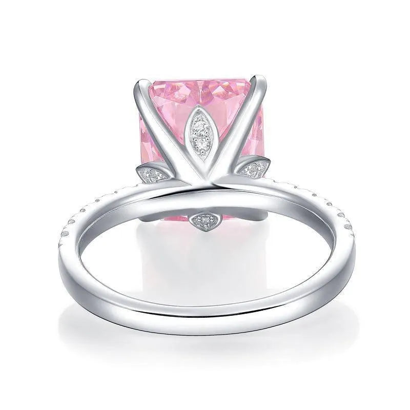 Get Noticed with the Pink Rectangle Ring - Silver Plated and Stunning Jewelry Bubble