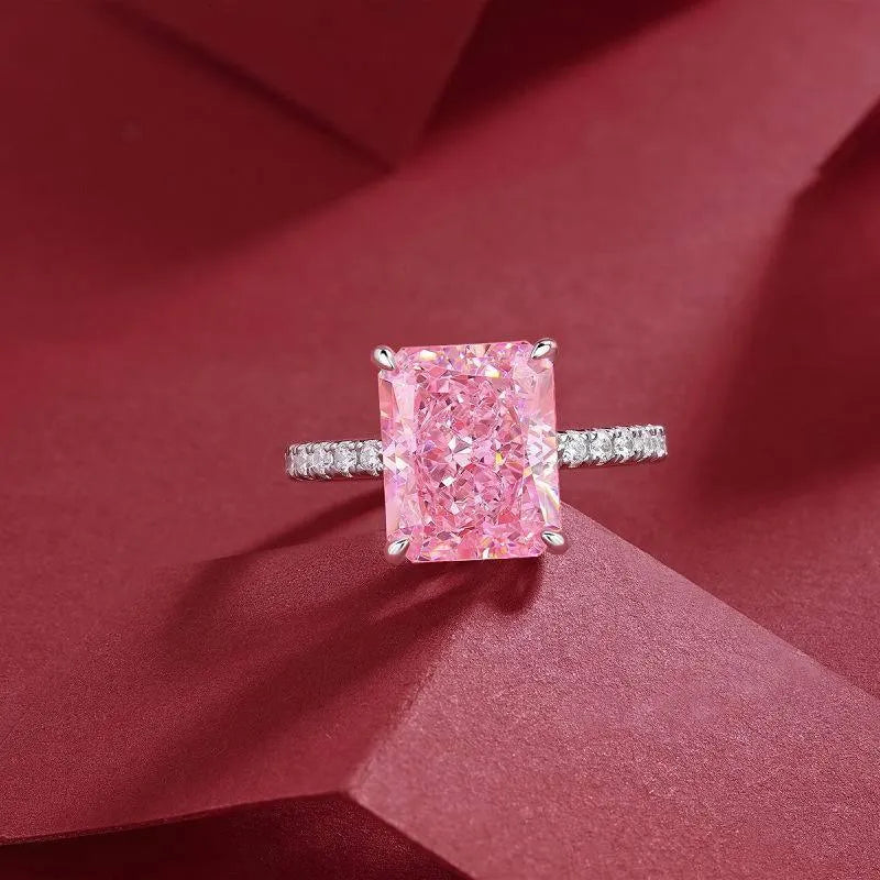 Get Noticed with the Pink Rectangle Ring - Silver Plated and Stunning Jewelry Bubble