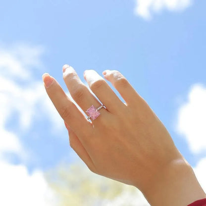 Get Noticed with the Pink Rectangle Ring - Silver Plated and Stunning Jewelry Bubble