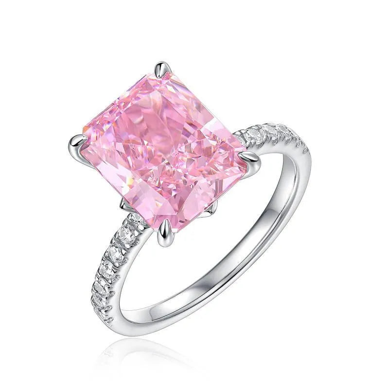 Get Noticed with the Pink Rectangle Ring - Silver Plated and Stunning Jewelry Bubble