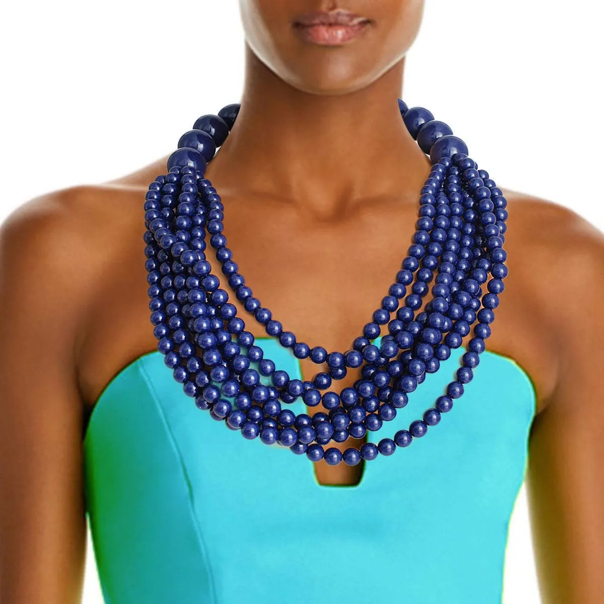 Get Noticed with your Blue Beaded Necklace & Earrings Set Jewelry Bubble