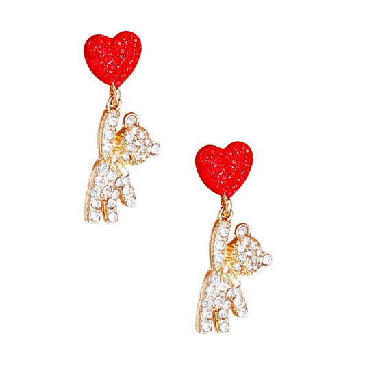 Get Playful: Cutest Drop Teddy Bear Gold Earrings for Women Jewelry Bubble