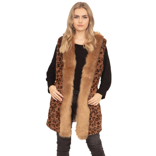 Get Ready to Roar: Trendy Brown Leopard Fun Fur Vest for Women - Buy Now Jewelry Bubble