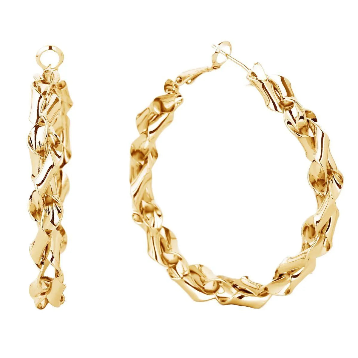 Get Ready to Slay with Twisted Gold Finish Hoop Earrings: Stand Out! Jewelry Bubble