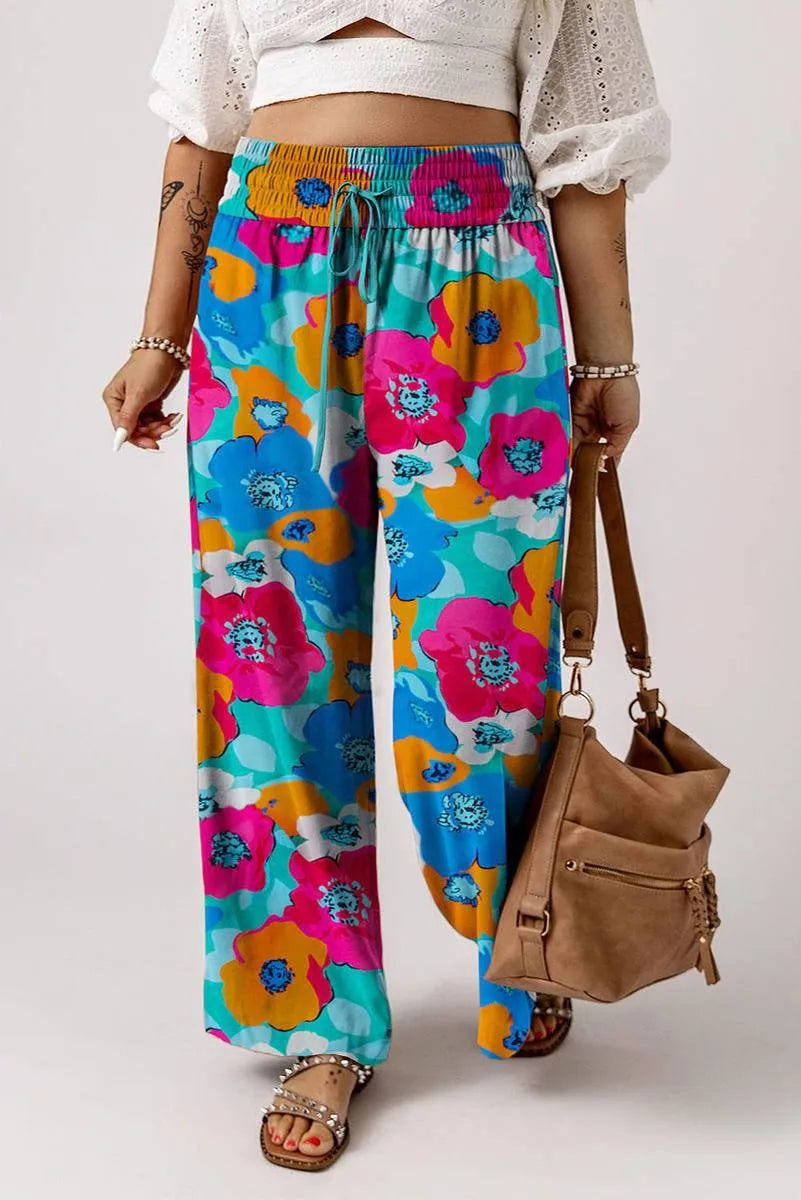 Get Trendy with Plus-Size Floral Wide Leg Pants for Women Jewelry Bubble