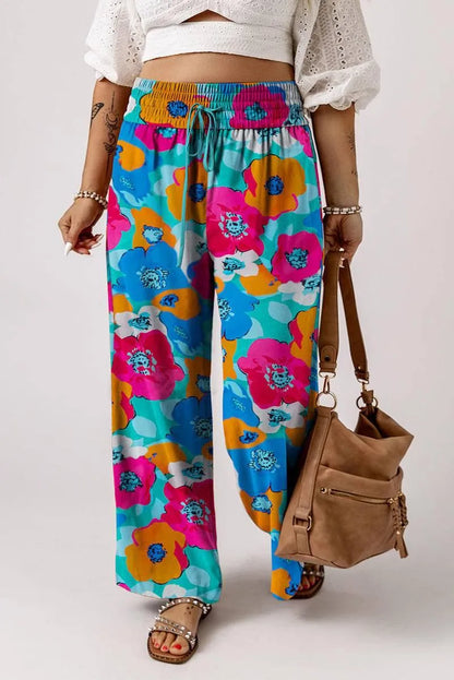 Get Trendy with Plus-Size Floral Wide Leg Pants for Women Jewelry Bubble