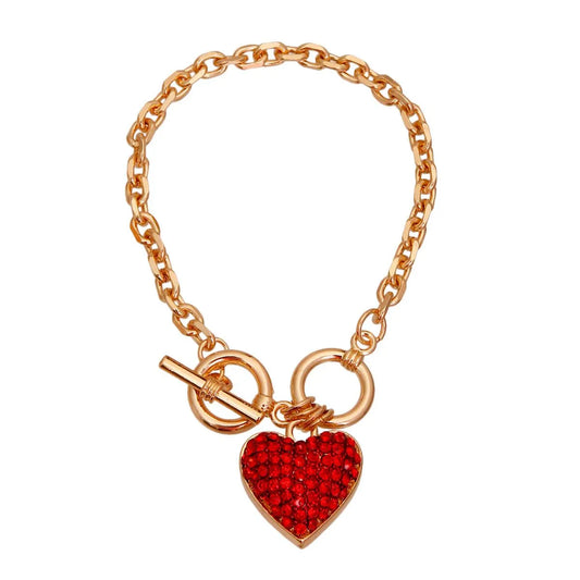 Get Your Hands on the Stunning Red Heart Charm Link Chain Bracelet Jewelry Bubble